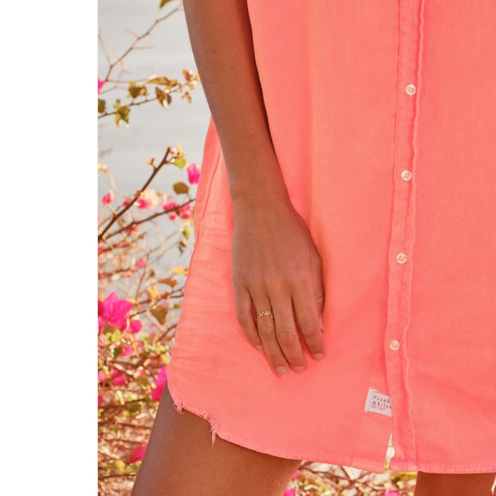 Frank & Eileen Mary Classic Shirtdress Famous Denim Neon Strawberry Size Small - Picture 10 of 13
